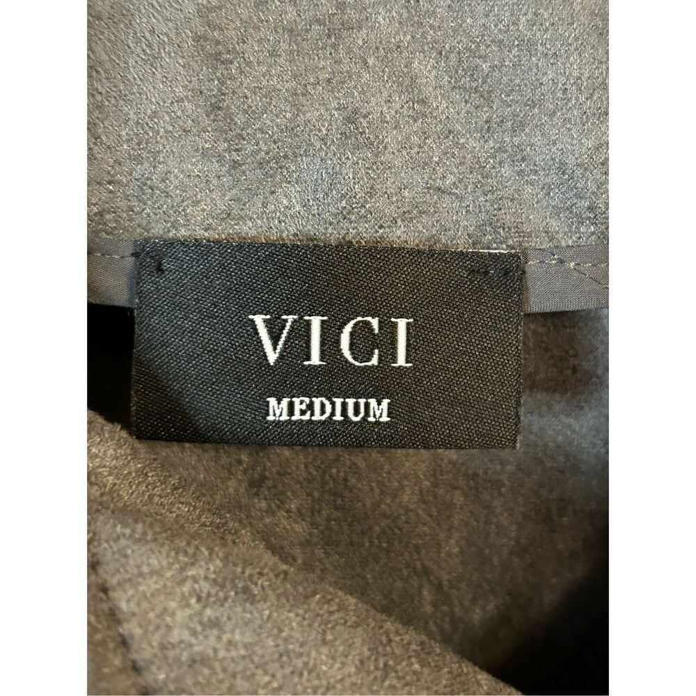 Vici Grey Soft Moto Style Jacket Size Medium Zip Up Faux Suede (0953) - Picture 2 of 5